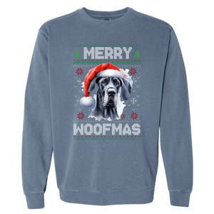 Great Dane Merry Woofmas Ugly Christmas Cute Gift Garment-Dyed Sweatshirt