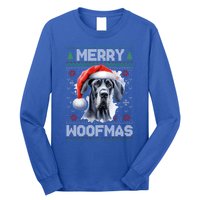 Great Dane Merry Woofmas Ugly Christmas Cute Gift Long Sleeve Shirt