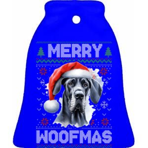 Great Dane Merry Woofmas Ugly Christmas Cute Gift Ceramic Bell Ornament