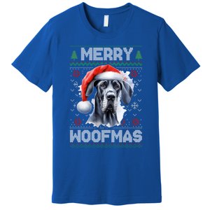 Great Dane Merry Woofmas Ugly Christmas Cute Gift Premium T-Shirt