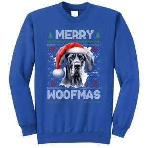 Great Dane Merry Woofmas Ugly Christmas Cute Gift Tall Sweatshirt