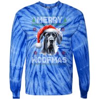 Great Dane Merry Woofmas Ugly Christmas Cute Gift Tie-Dye Long Sleeve Shirt