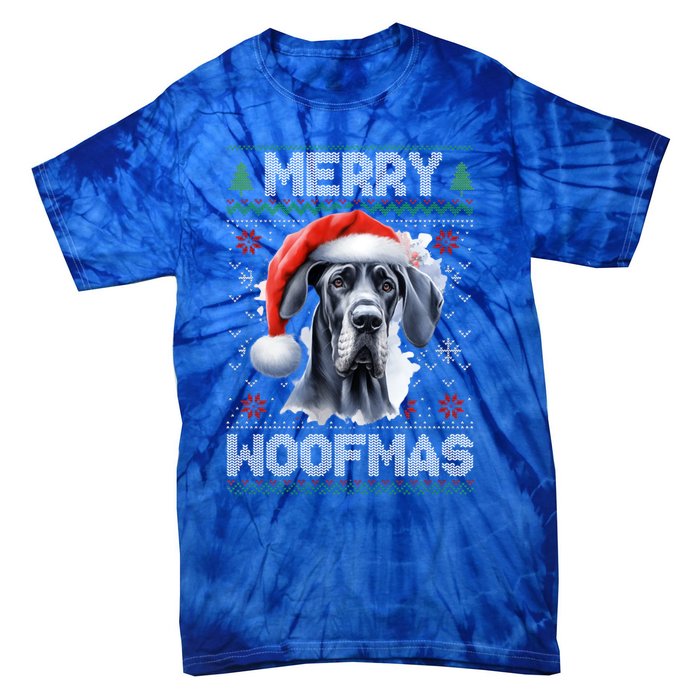 Great Dane Merry Woofmas Ugly Christmas Cute Gift Tie-Dye T-Shirt