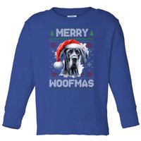 Great Dane Merry Woofmas Ugly Christmas Cute Gift Toddler Long Sleeve Shirt