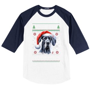 Great Dane Merry Woofmas Ugly Christmas Cute Gift Baseball Sleeve Shirt