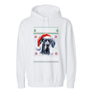 Great Dane Merry Woofmas Ugly Christmas Cute Gift Garment-Dyed Fleece Hoodie