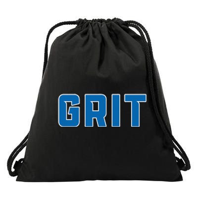 Grit Detroit Michigan Blue And White Drawstring Bag