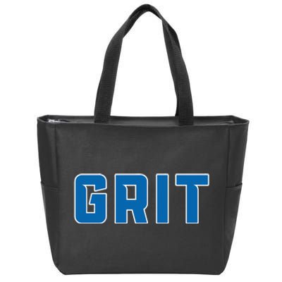 Grit Detroit Michigan Blue And White Zip Tote Bag