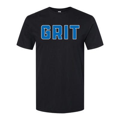 Grit Detroit Michigan Blue And White Softstyle CVC T-Shirt