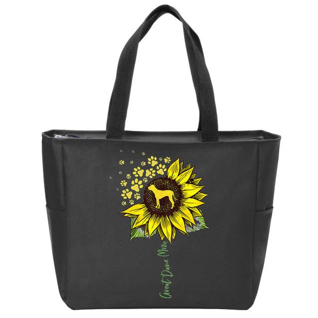 Great Dane Mom Sunflower Great Dane Lover Gifts Dog Mom Mama Zip Tote Bag