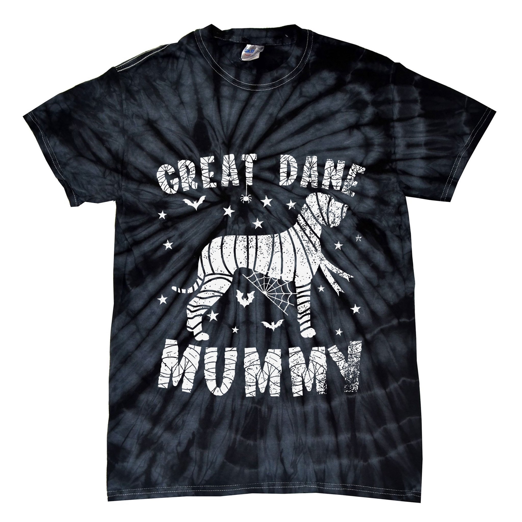 Great Dane Mummy Halloween Tie-Dye T-Shirt