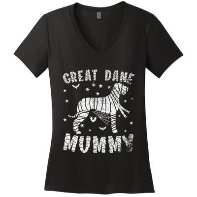 Great Dane Mummy Halloween Women's V-Neck T-Shirt
