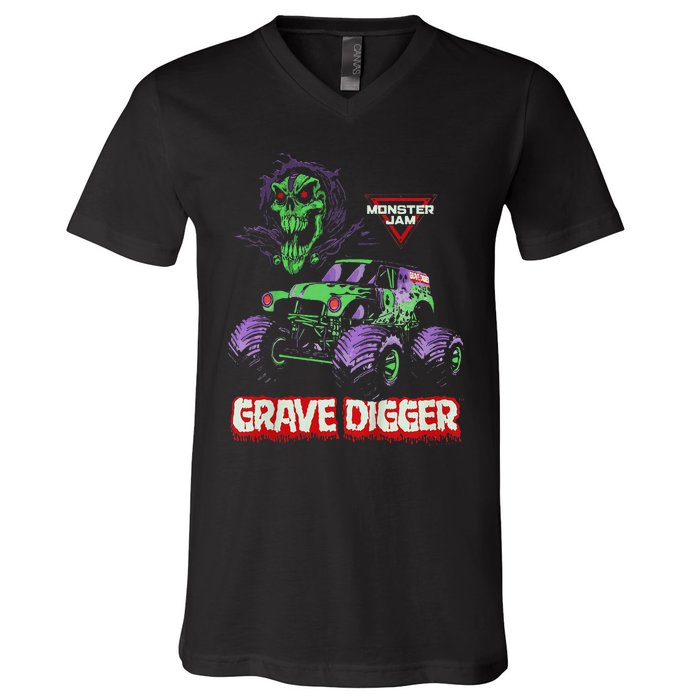 Grave Digger Monster Truck V-Neck T-Shirt