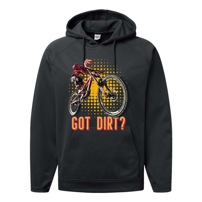 Got Dirt? Mountain Bike Retro Vintage Performance Fleece Hoodie