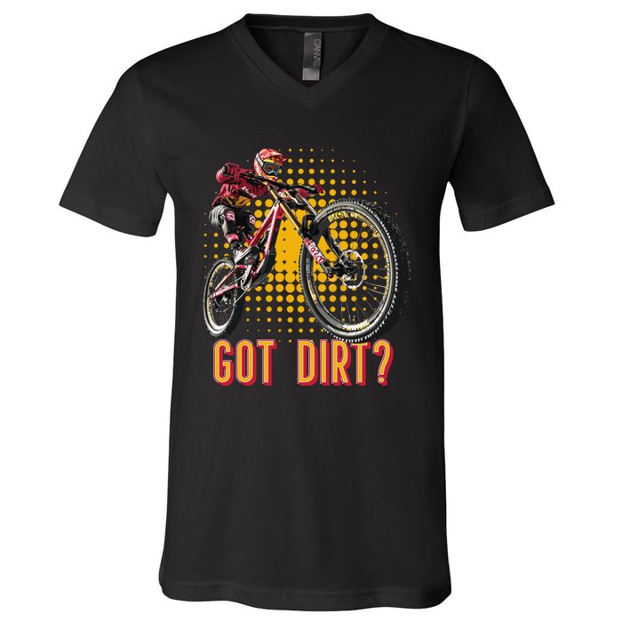 Got Dirt? Mountain Bike Retro Vintage V-Neck T-Shirt