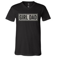 Girl Dad Men Proud Father Of Girl Fathers Day Vintage V-Neck T-Shirt