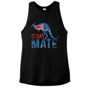 G Day Mate Kangaroo Aussie Animal Australia Flag Australia Ladies PosiCharge Tri-Blend Wicking Tank