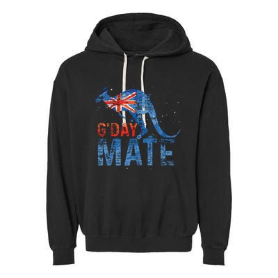 G Day Mate Kangaroo Aussie Animal Australia Flag Australia Garment-Dyed Fleece Hoodie