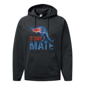 G Day Mate Kangaroo Aussie Animal Australia Flag Australia Performance Fleece Hoodie