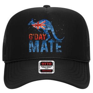 G Day Mate Kangaroo Aussie Animal Australia Flag Australia High Crown Mesh Back Trucker Hat