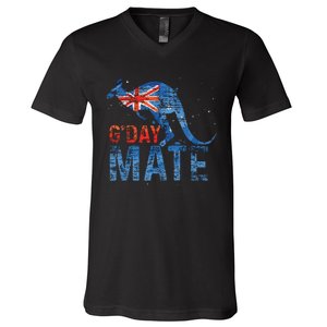 G Day Mate Kangaroo Aussie Animal Australia Flag Australia V-Neck T-Shirt