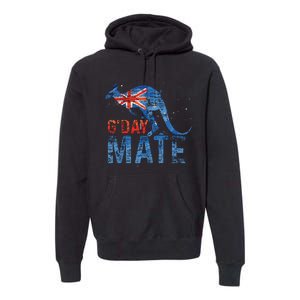 G Day Mate Kangaroo Aussie Animal Australia Flag Australia Premium Hoodie