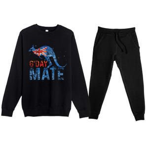 G Day Mate Kangaroo Aussie Animal Australia Flag Australia Premium Crewneck Sweatsuit Set