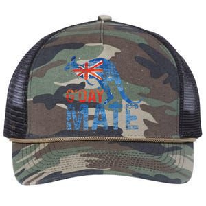 G Day Mate Kangaroo Aussie Animal Australia Flag Australia Retro Rope Trucker Hat Cap