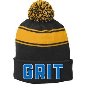 Grit Detroit Michigan Stripe Pom Pom Beanie