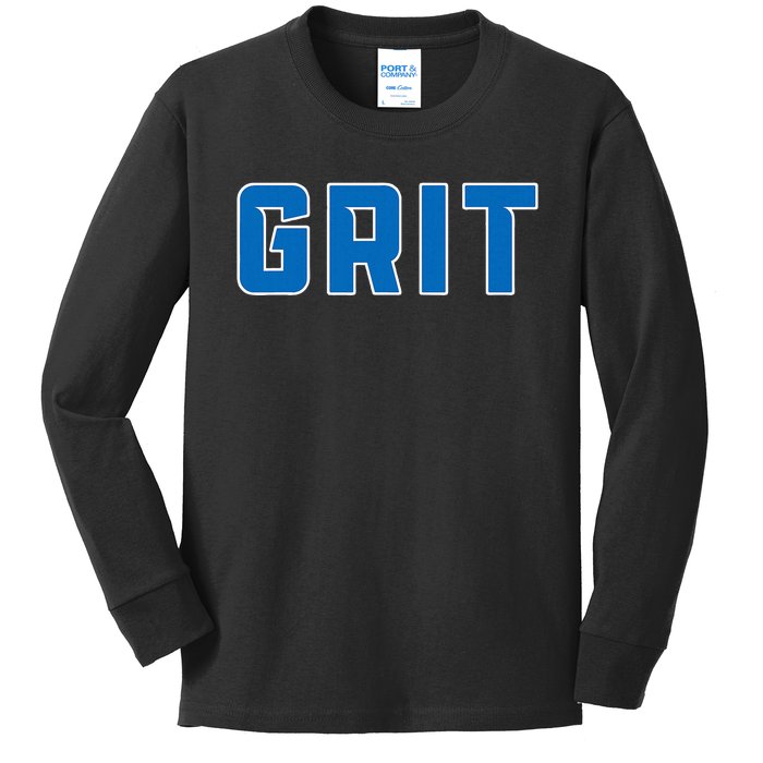 Grit Detroit Michigan Kids Long Sleeve Shirt