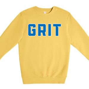 Grit Detroit Michigan Blue And White Premium Crewneck Sweatshirt