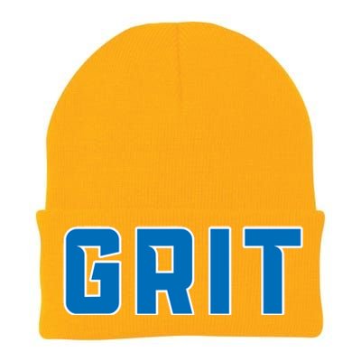 Grit Detroit Michigan Blue And White Knit Cap Winter Beanie