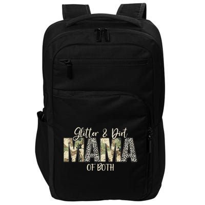 Glitter & Dirt Mom Mama Of Both Leopard & Camo Mother's Day Impact Tech Backpack