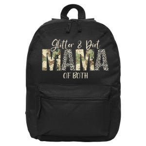 Glitter & Dirt Mom Mama Of Both Leopard & Camo Mother's Day 16 in Basic Backpack