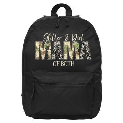 Glitter & Dirt Mom Mama Of Both Leopard & Camo Mother's Day 16 in Basic Backpack