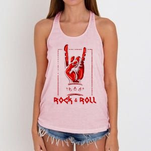 Guitar Death Metal Rock N Roll Music Women's Knotted Racerback Tank