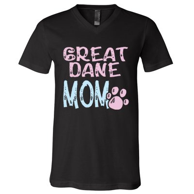 Great Dane Mom Dog Lovers Mama Women Girl Cute V-Neck T-Shirt