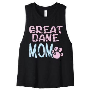 Great Dane Mom Dog Lovers Mama Women Girl Cute Women's Racerback Cropped Tank