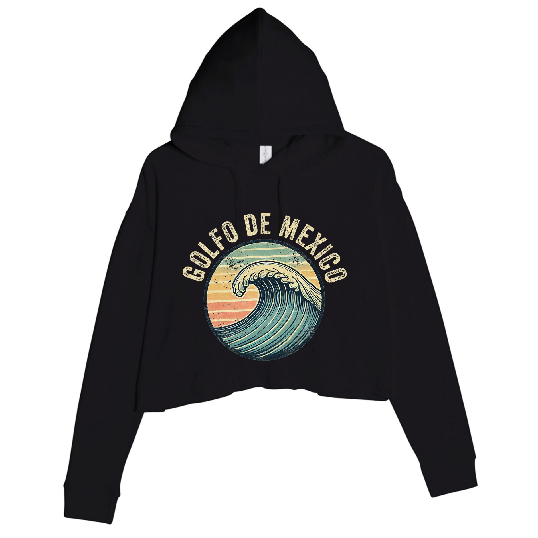 Golfo De Mexico Viva Mexico Gulf Of Mexico Souvenir Crop Fleece Hoodie