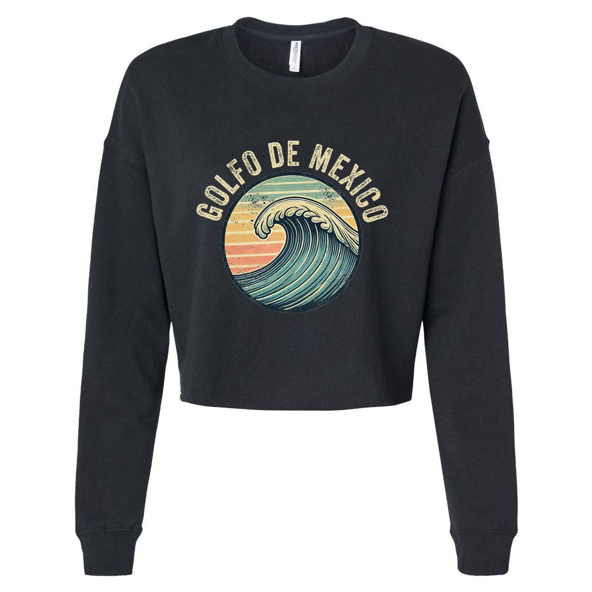 Golfo De Mexico Viva Mexico Gulf Of Mexico Souvenir Cropped Pullover Crew
