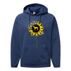 Great Dane Mom Sunflower Great Dane Lover Gifts Dog Mom Mama Performance Fleece Hoodie