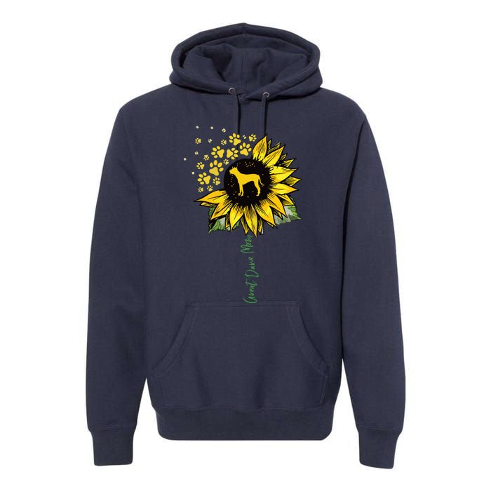 Great Dane Mom Sunflower Great Dane Lover Gifts Dog Mom Mama Premium Hoodie