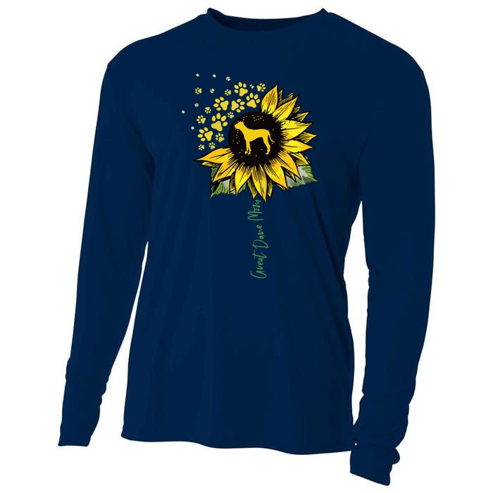 Great Dane Mom Sunflower Great Dane Lover Gifts Dog Mom Mama Cooling Performance Long Sleeve Crew