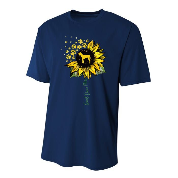 Great Dane Mom Sunflower Great Dane Lover Gifts Dog Mom Mama Performance Sprint T-Shirt