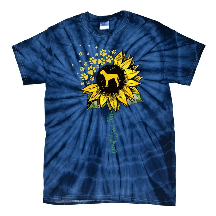 Great Dane Mom Sunflower Great Dane Lover Gifts Dog Mom Mama Tie-Dye T-Shirt