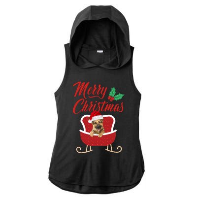 GermanShepherd Dog Merry Christmas Design For The Holiday Season! Ladies PosiCharge Tri-Blend Wicking Draft Hoodie Tank