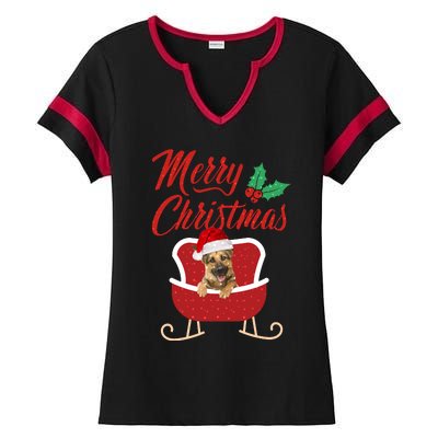 GermanShepherd Dog Merry Christmas Design For The Holiday Season! Ladies Halftime Notch Neck Tee