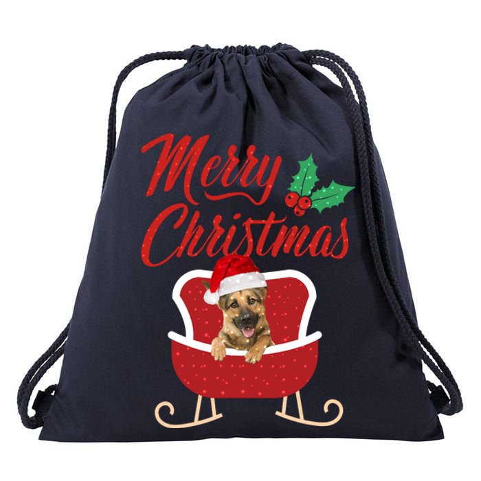 GermanShepherd Dog Merry Christmas Design For The Holiday Season! Drawstring Bag