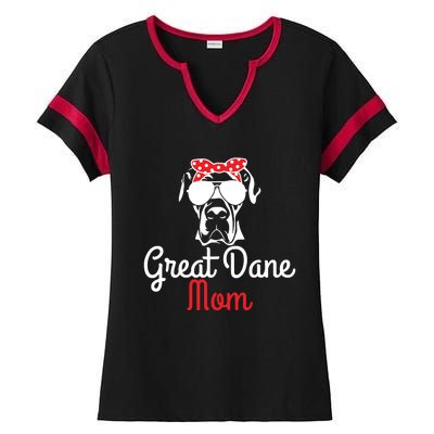 Great Dane Mom Vintage Funny Cute Dog Great Dane Mama Ladies Halftime Notch Neck Tee