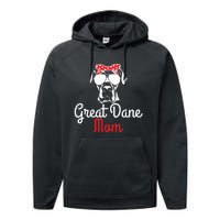 Great Dane Mom Vintage Funny Cute Dog Great Dane Mama Performance Fleece Hoodie